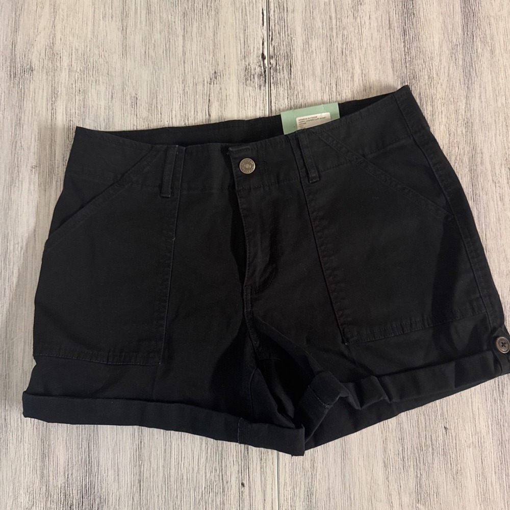 Magellan Outdoors Womens Happy Camper Cuff Shorts Caviar Black‎ Size 6 NWT